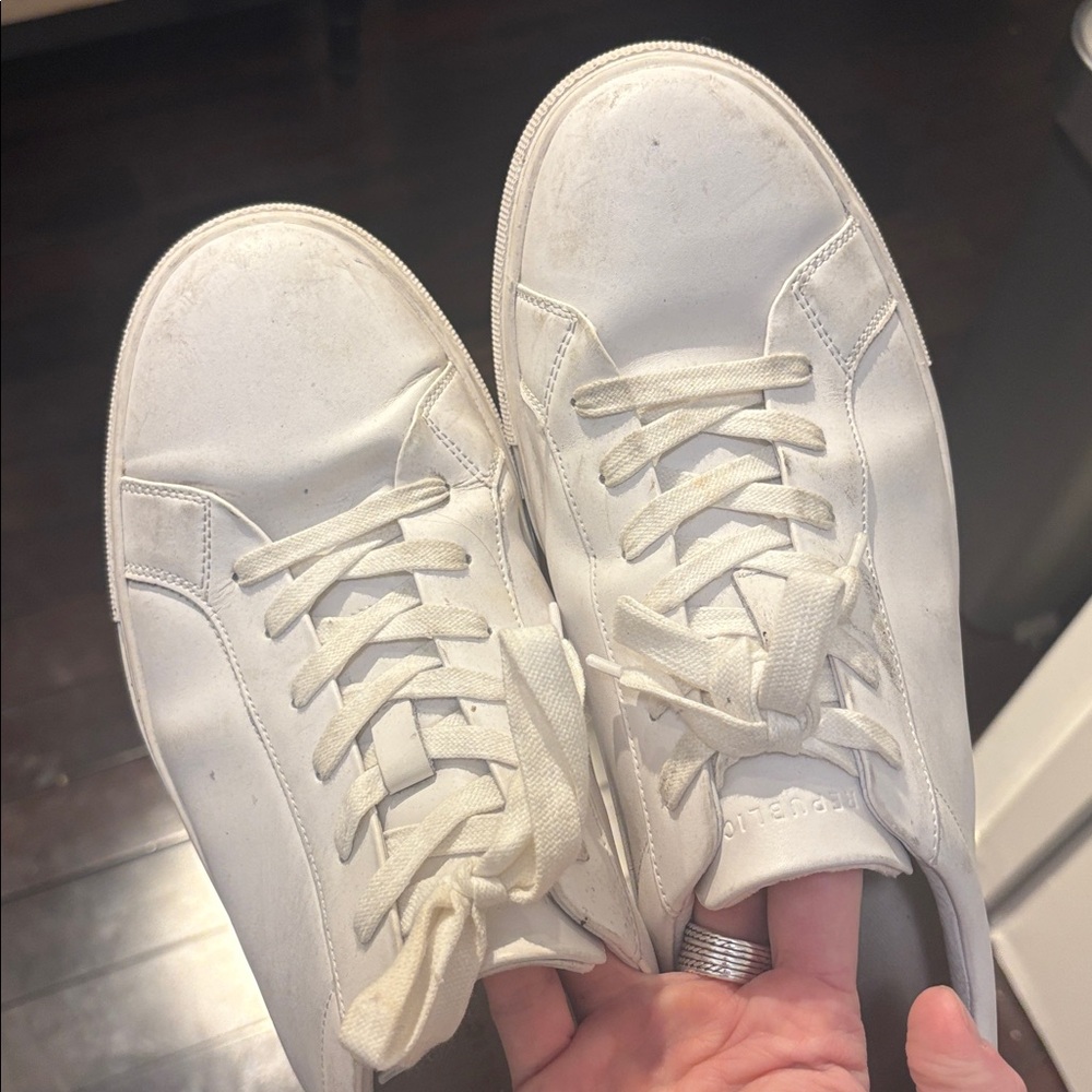 New Republic White Minimalist Low-Top Sneakers
